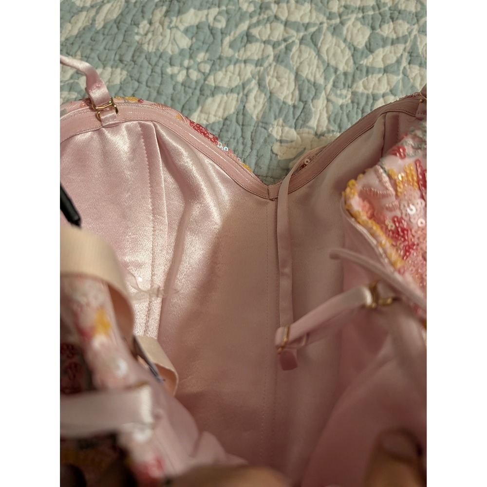 Oh Polly Eliselle Pink Embellished Strapless Corset Mini Dress US 0 NEW Prom - Picture 7 of 11
